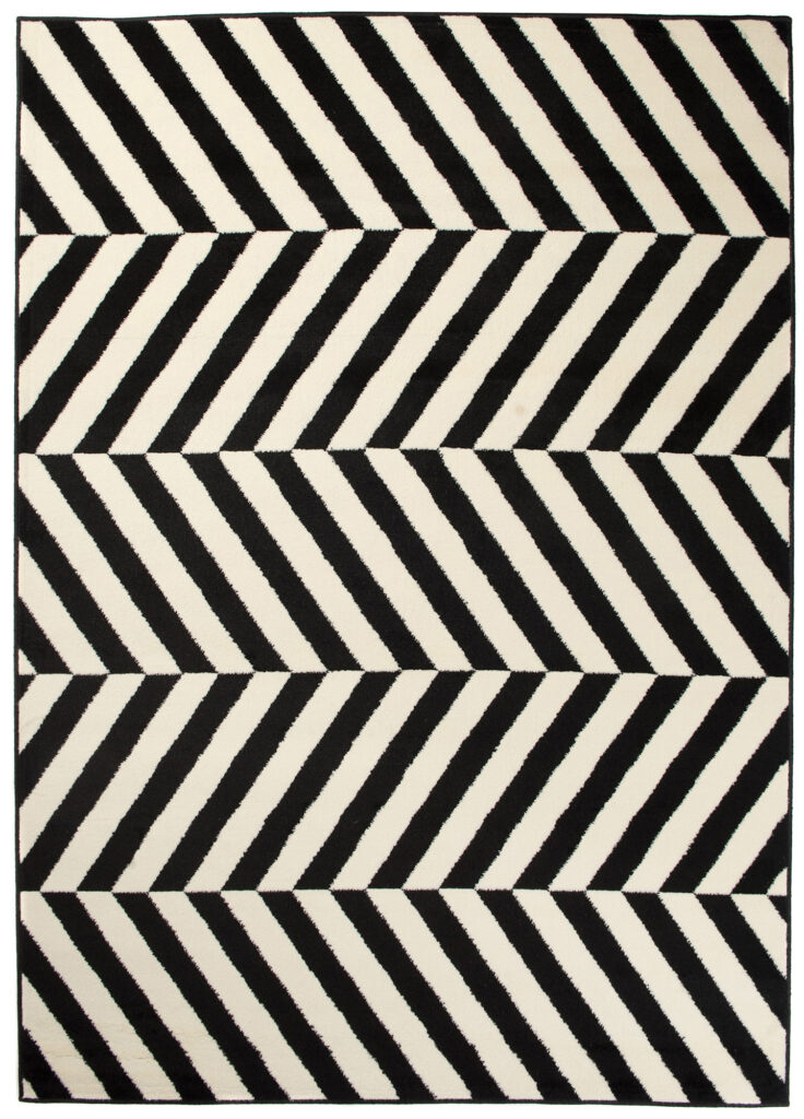 DREAM Tapis Moderne Optique Rayures Noir Blanc Fin