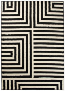 DREAM Tapis Moderne Optique Rayures Géométrique Noir Blanc Fin