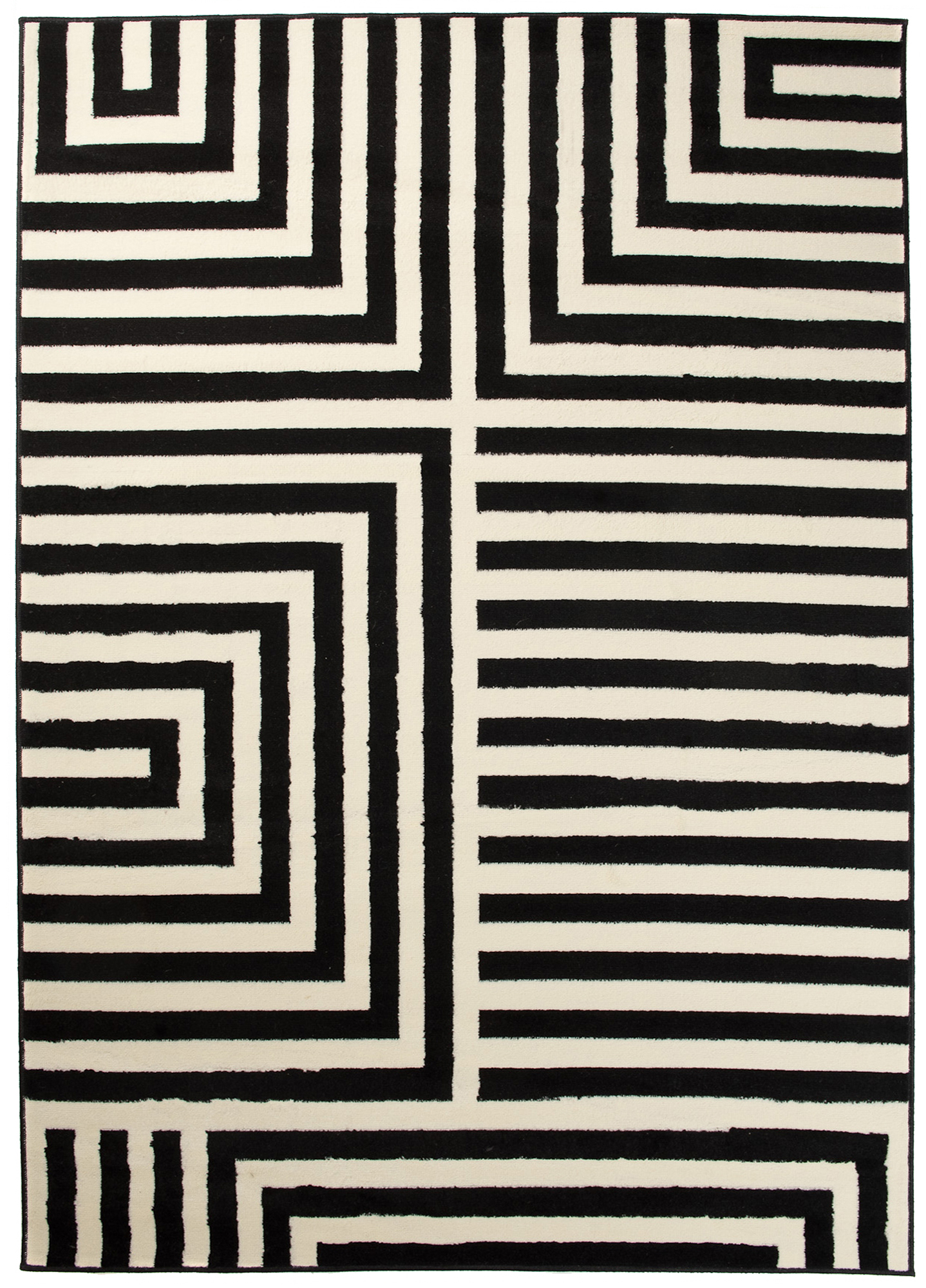 DREAM Tapis Moderne Optique Rayures Géométrique Noir Blanc Fin