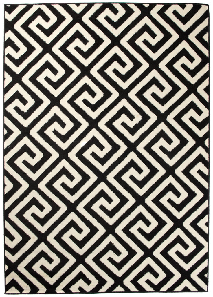 DREAM Tapis Moderne Optique Géométrique Noir Blanc Fin