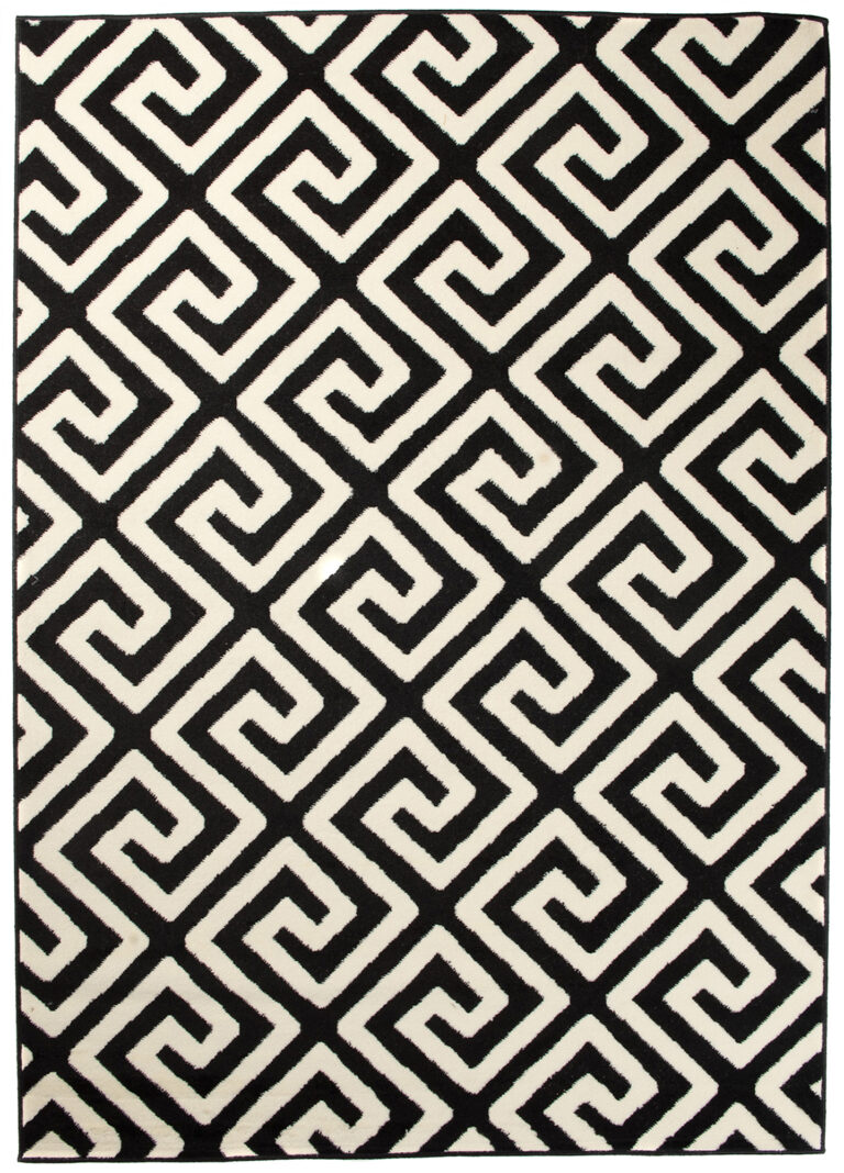 DREAM Tapis Moderne Optique Géométrique Noir Blanc Fin