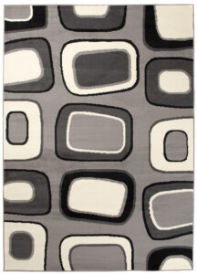 DREAM Tapis Moderne Géométrique Pierres Gris Clair Blanc Noir Fin