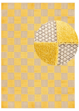 Tapis Extérieur Checker Crème Jaune