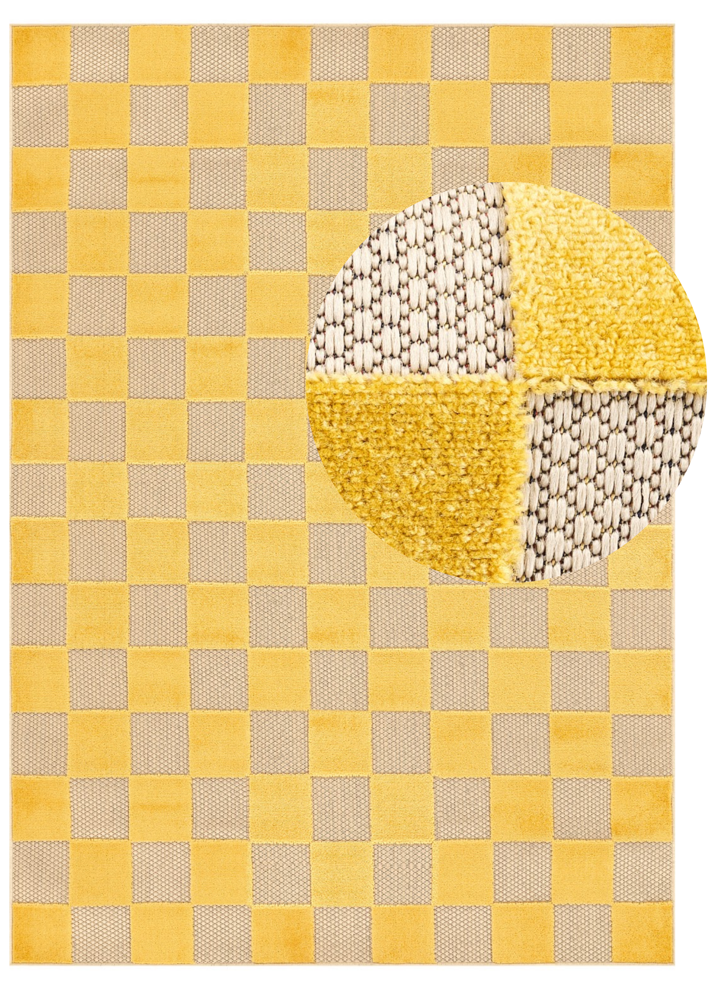Tapis Extérieur Checker Crème Jaune