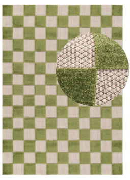 Tapis Extérieur Checker Crème Vert