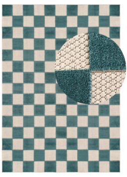 Tapis Extérieur Checker - Crème Turquoise
