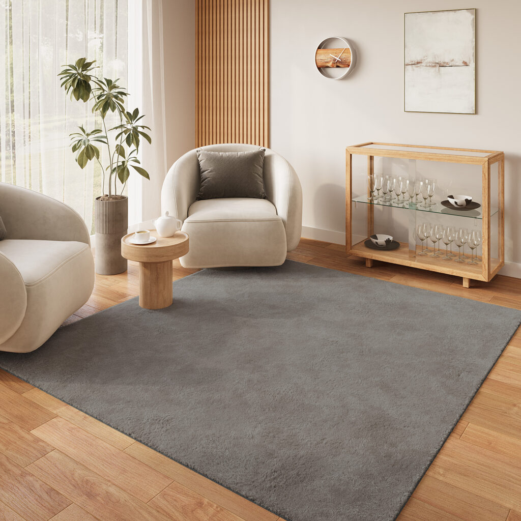 Tapis Lumi Carré Gris Foncé Antidérapant