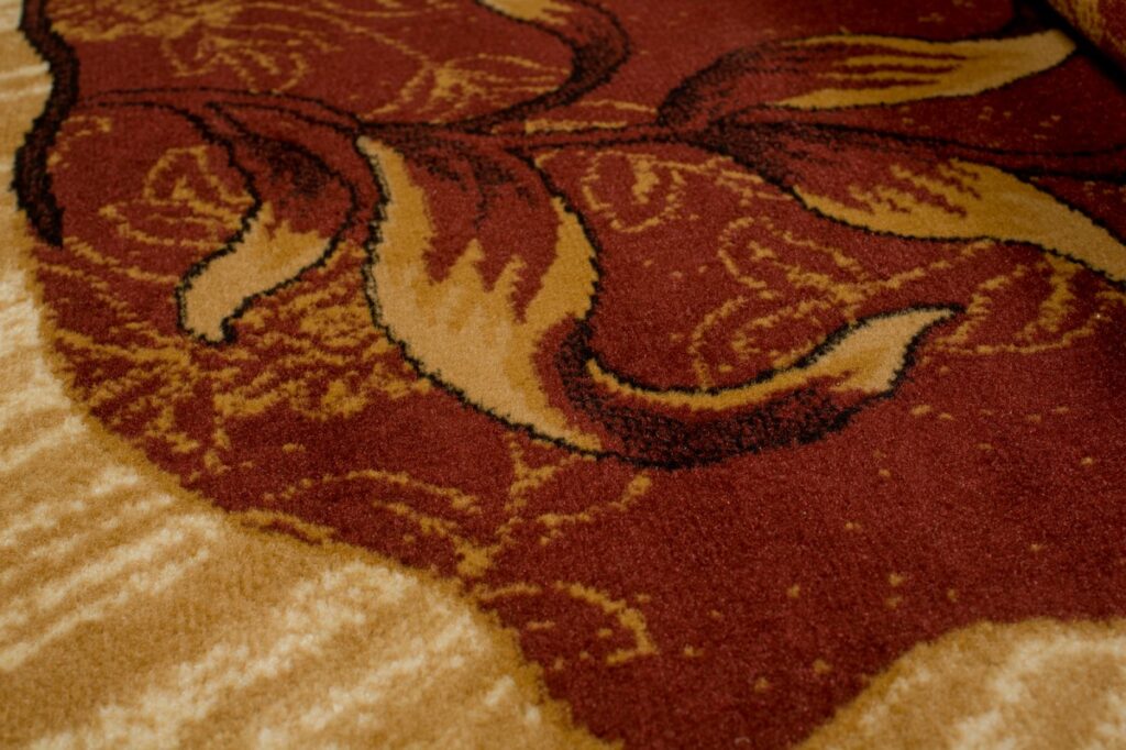 ATLAS Tapis Moderne Floral Feuilles Marron Beige  Fin