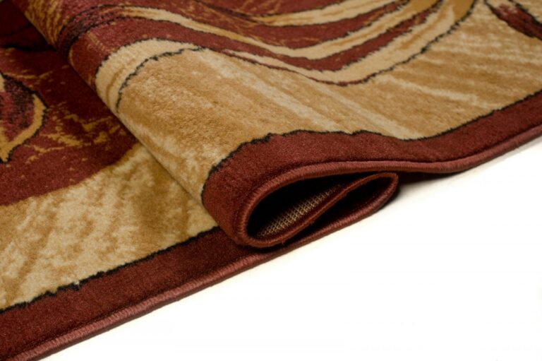 ATLAS Tapis Moderne Floral Feuilles Marron Beige  Fin