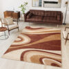 DREAM Tapis Moderne Abstrait Vagues Marron Beige Fin
