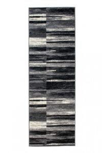 Tapis De Passage Dream Abstrait Gris Noir Lignes