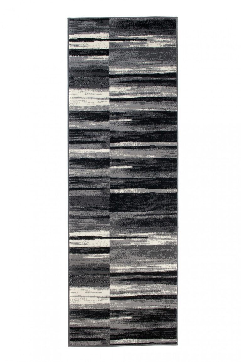 Tapis De Passage Dream Abstrait Gris Noir Lignes