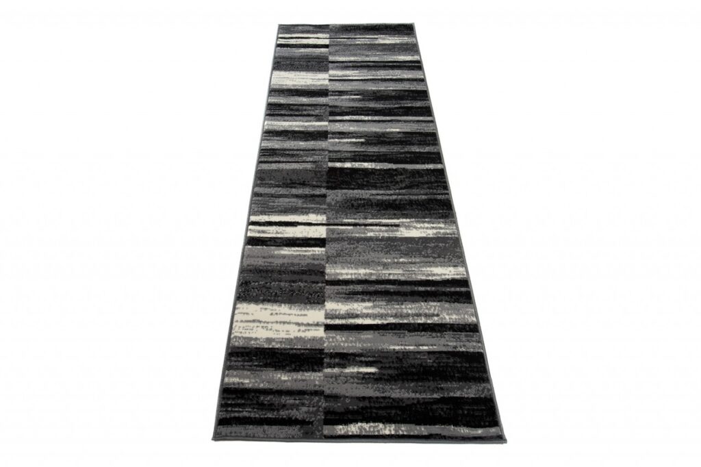 Tapis De Passage Dream Abstrait Gris Noir Lignes