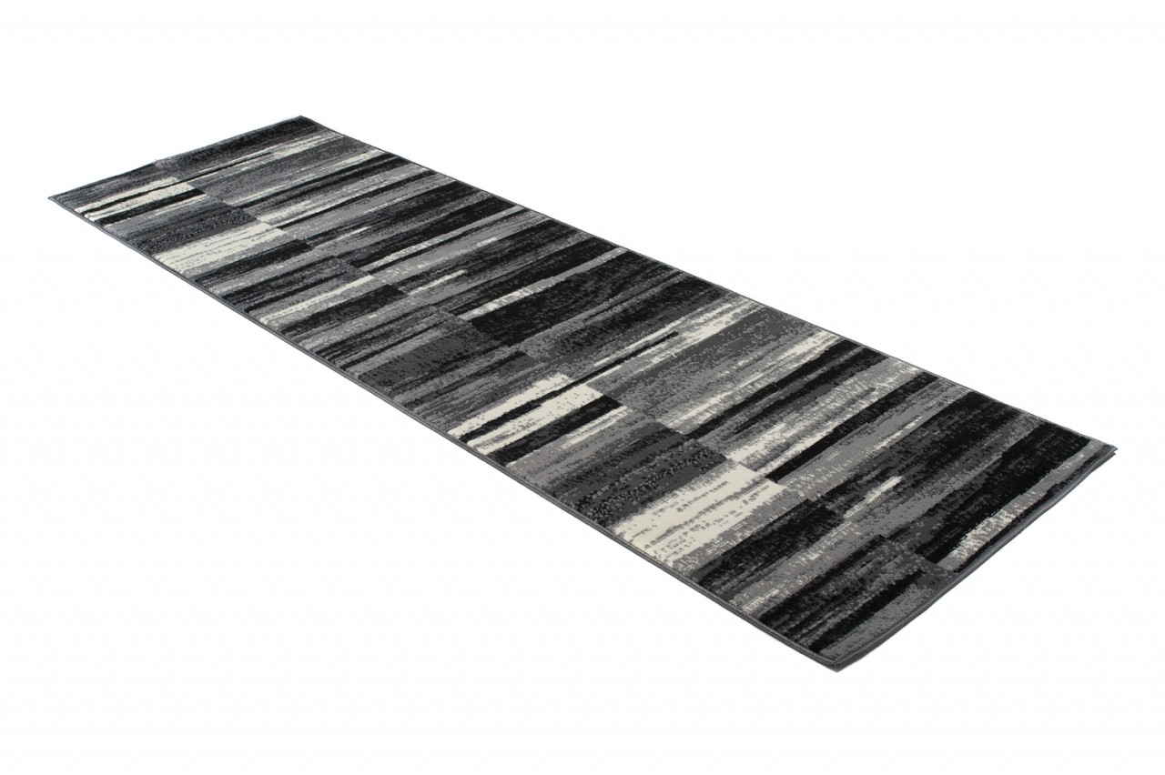 Tapis De Passage Dream Abstrait Gris Noir Lignes