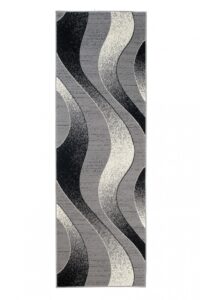 Tapis De Passage Dream Moderne Gris Clair Vagues