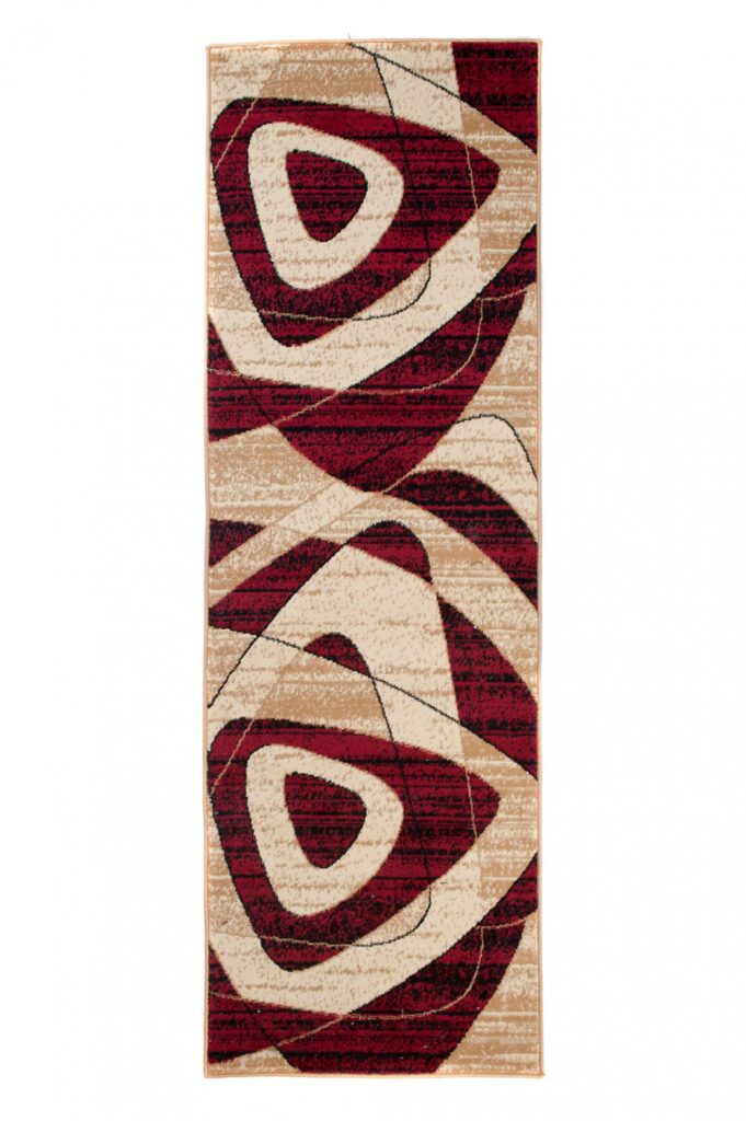 Tapis De Passage Dream Géométrique Crème Bordeaux Triangles