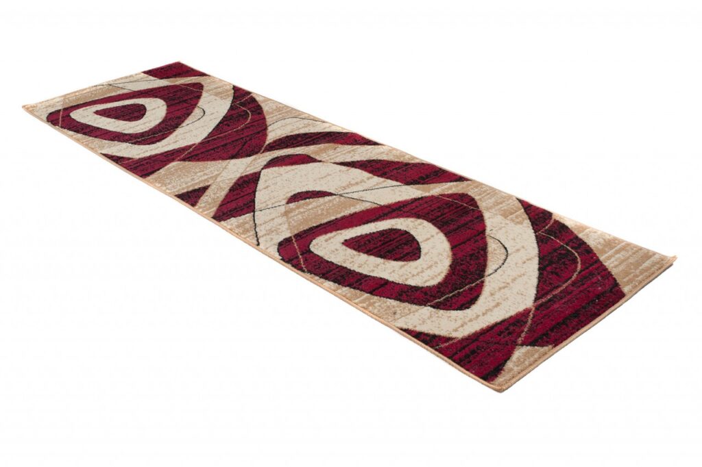 Tapis De Passage Dream Géométrique Crème Bordeaux Triangles