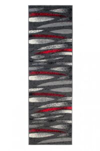 Tapis De Passage Dream Moderne Gris Rouge Lignes