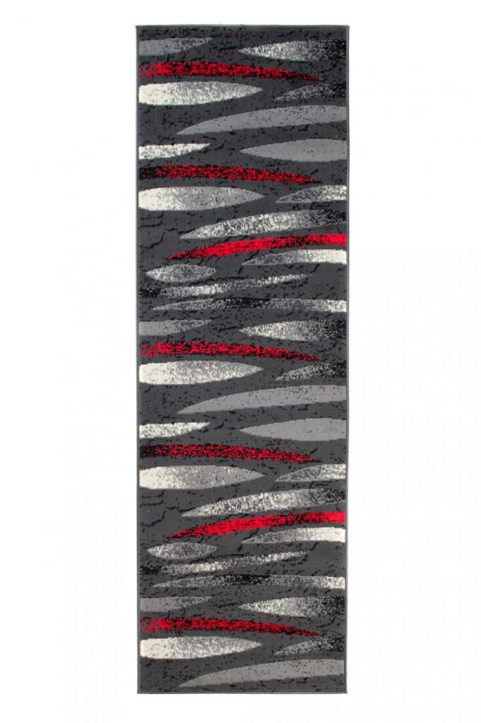 Tapis De Passage Dream Moderne Gris Rouge Lignes