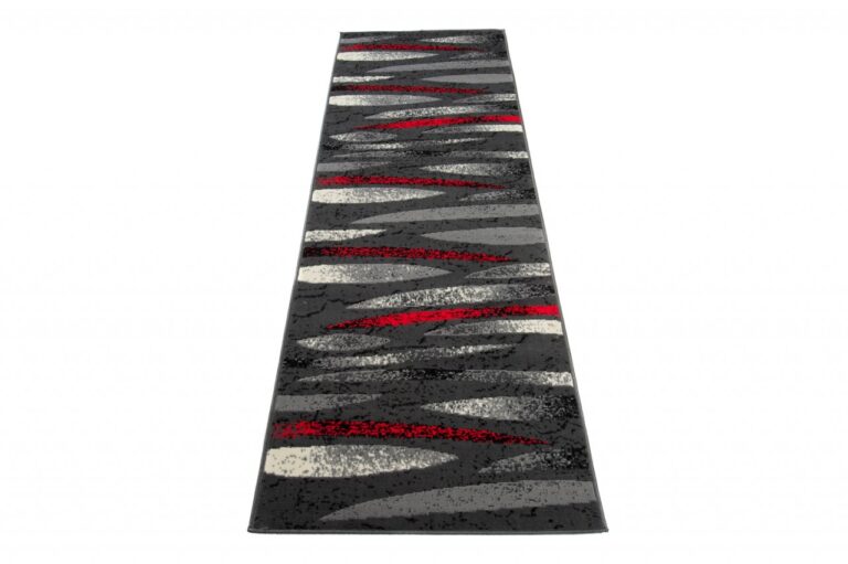 Tapis De Passage Dream Moderne Gris Rouge Lignes