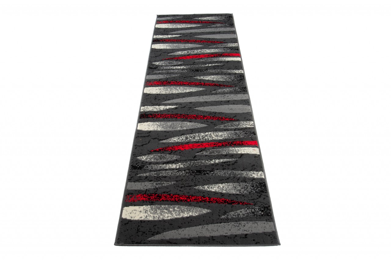 Tapis De Passage Dream Moderne Gris Rouge Lignes