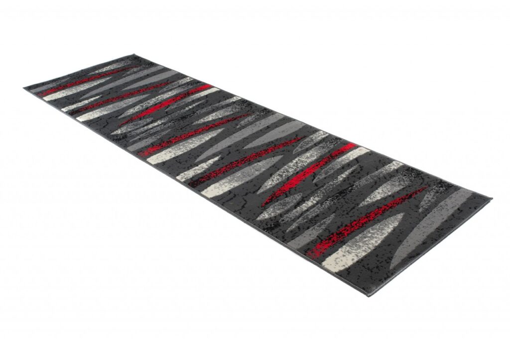 Tapis De Passage Dream Moderne Gris Rouge Lignes