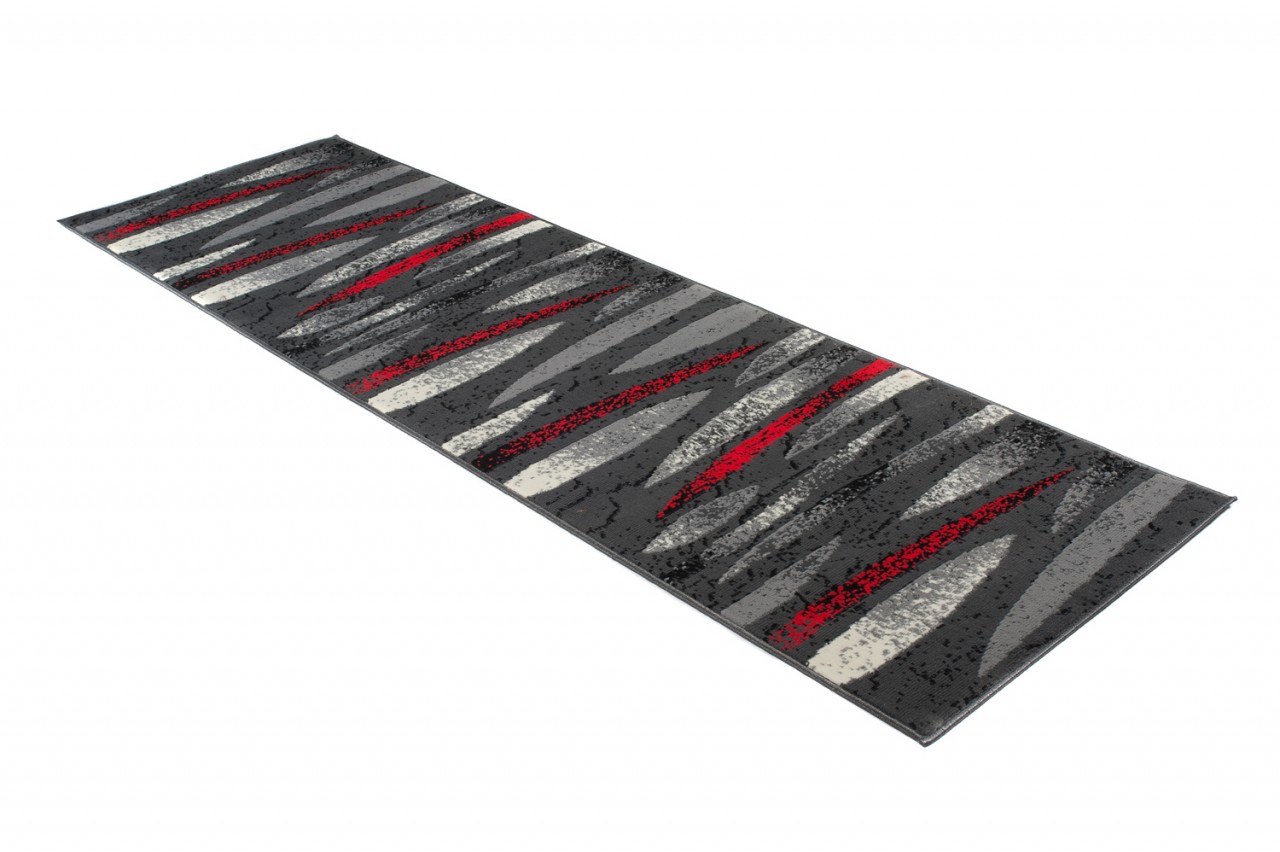 Tapis De Passage Dream Moderne Gris Rouge Lignes