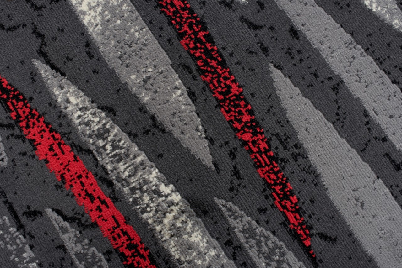 Tapis De Passage Dream Moderne Gris Rouge Lignes