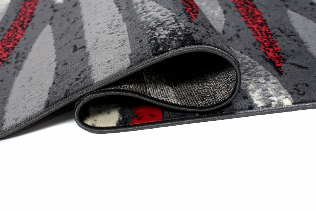 Tapis De Passage Dream Moderne Gris Rouge Lignes