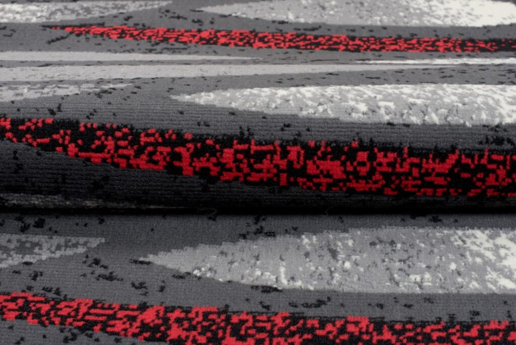 Tapis De Passage Dream Moderne Gris Rouge Lignes