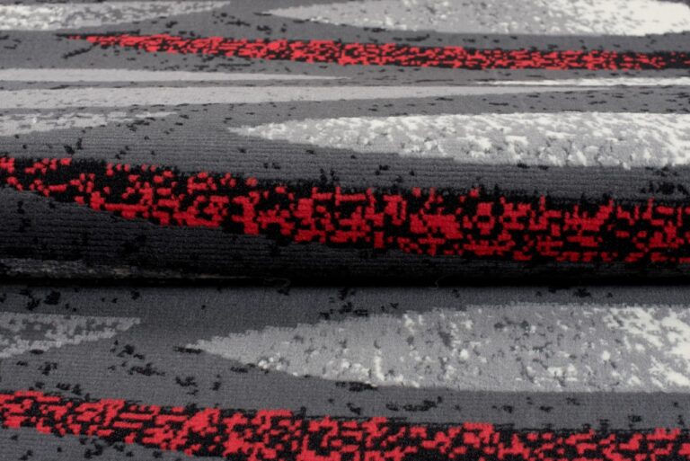 Tapis De Passage Dream Moderne Gris Rouge Lignes
