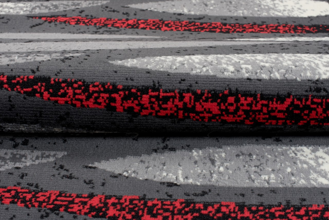 Tapis De Passage Dream Moderne Gris Rouge Lignes