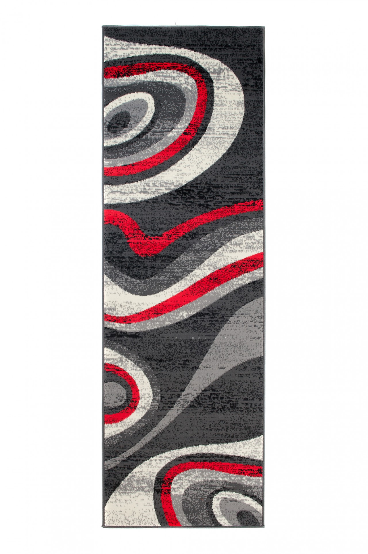 Tapis De Passage Dream Moderne Gris Foncé Rouge Vagues