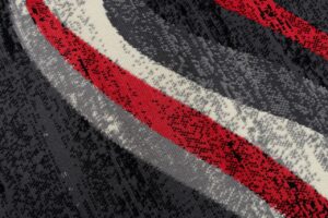 Tapis De Passage Dream Moderne Gris Foncé Rouge Vagues