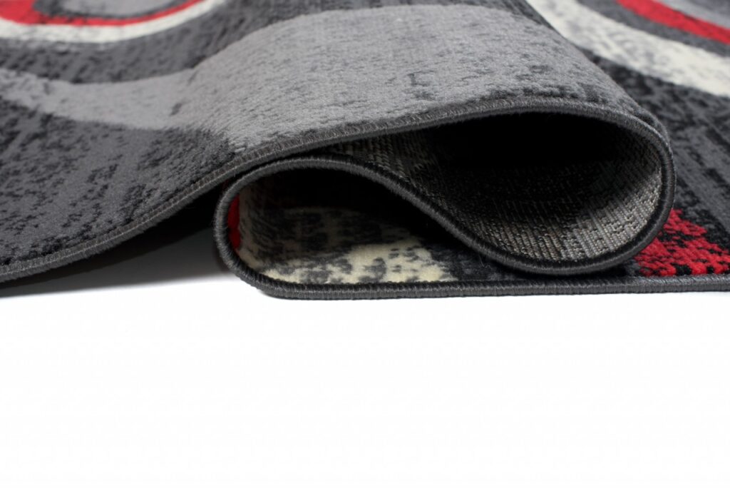 Tapis De Passage Dream Moderne Gris Foncé Rouge Vagues