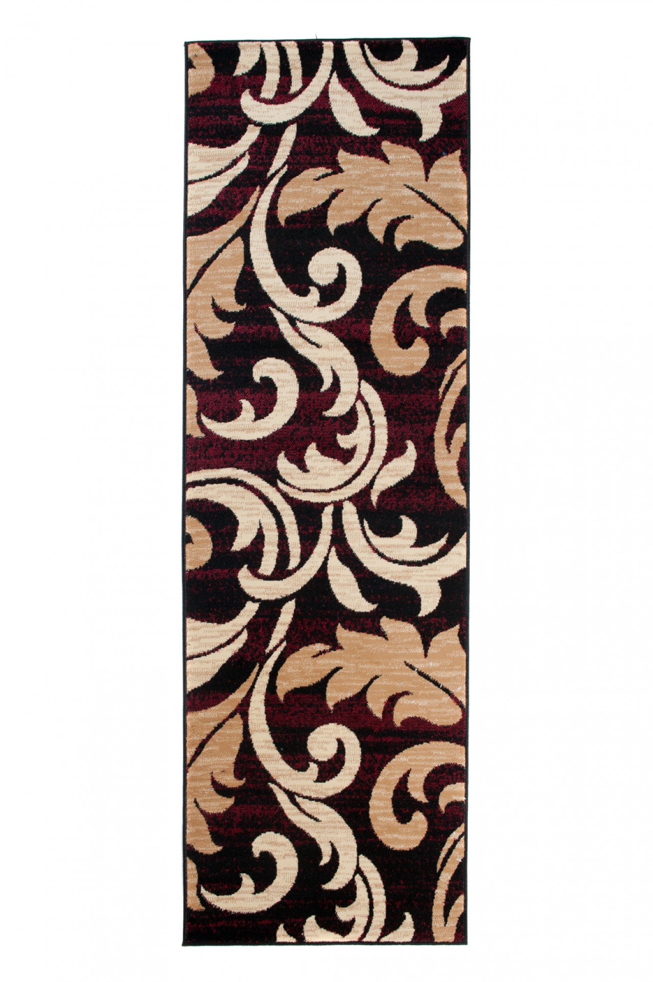 Tapis De Passage Dream Bordeaux Crème Ornements Feuilles