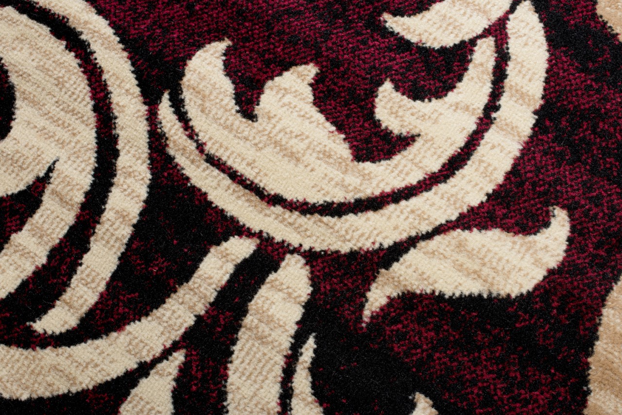 Tapis De Passage Dream Bordeaux Crème Ornements Feuilles