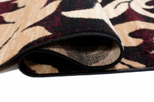 Tapis De Passage Dream Bordeaux Crème Ornements Feuilles