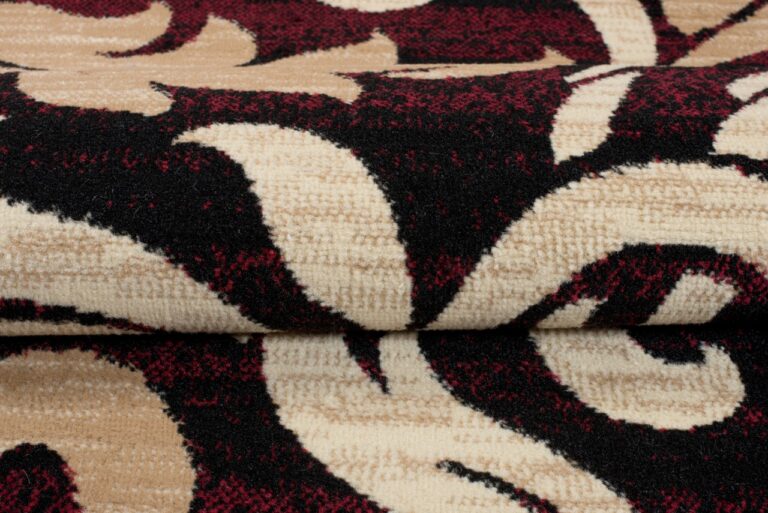 Tapis De Passage Dream Bordeaux Crème Ornements Feuilles