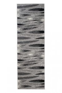 Tapis De Passage Dream Moderne Gris Noir Lignes
