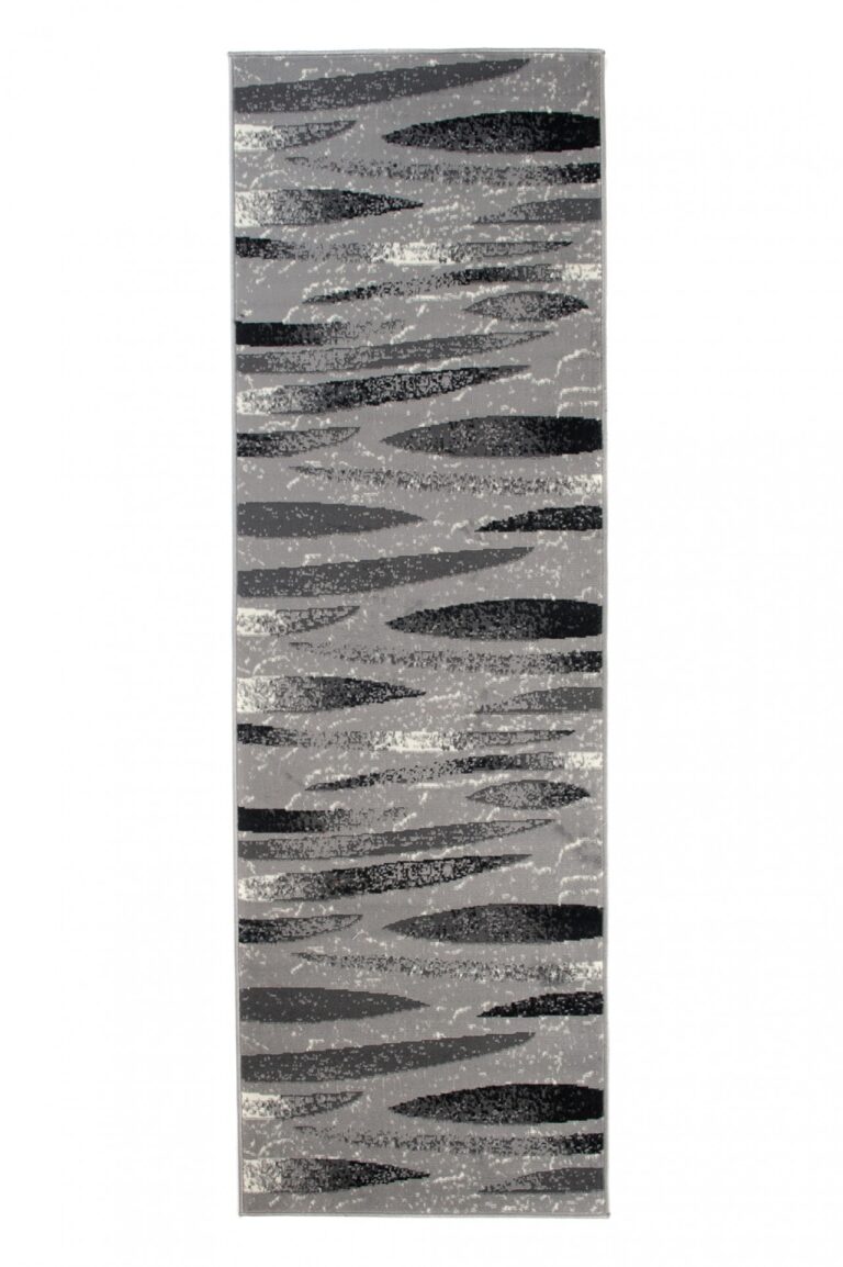Tapis De Passage Dream Moderne Gris Noir Lignes