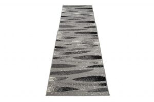 Tapis De Passage Dream Moderne Gris Noir Lignes