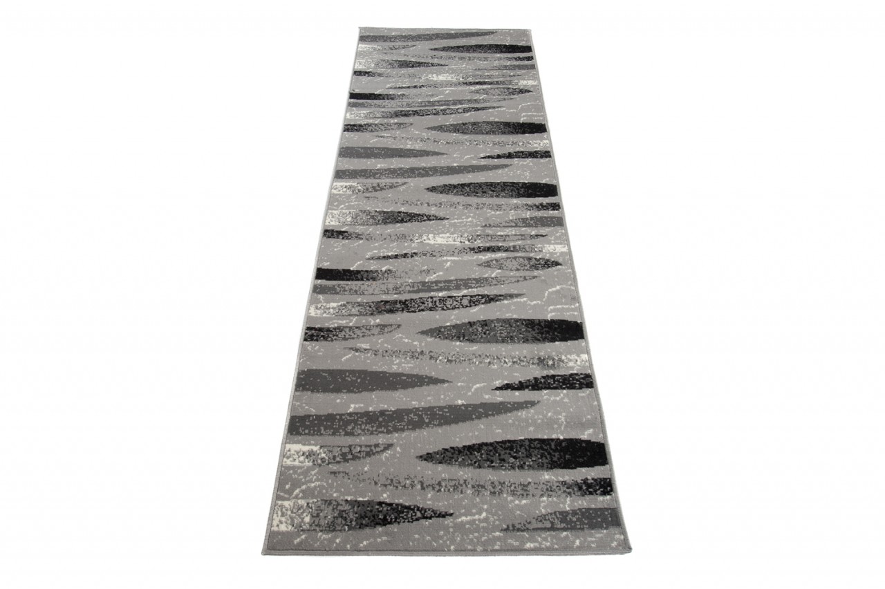 Tapis De Passage Dream Moderne Gris Noir Lignes