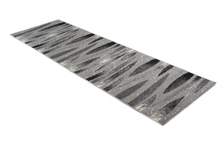 Tapis De Passage Dream Moderne Gris Noir Lignes