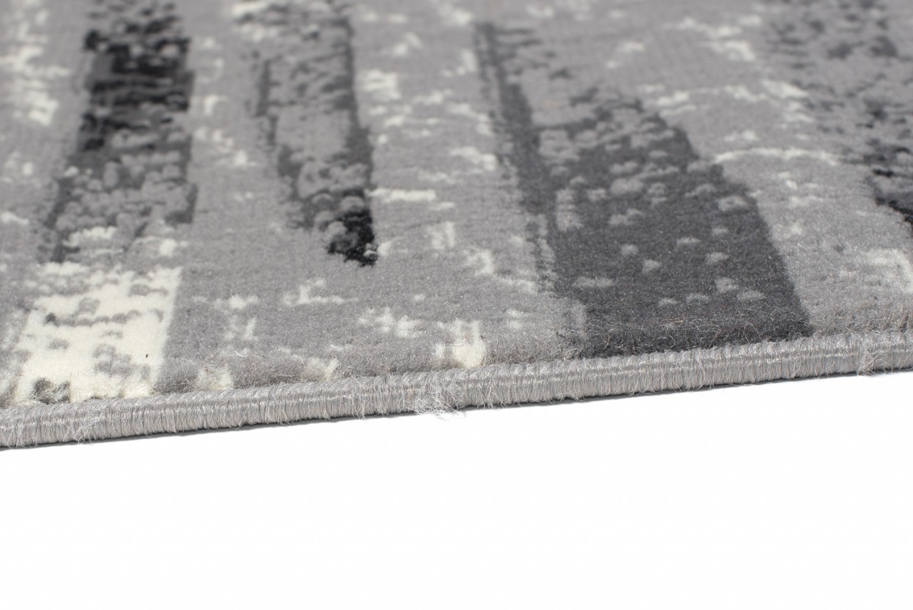Tapis De Passage Dream Moderne Gris Noir Lignes