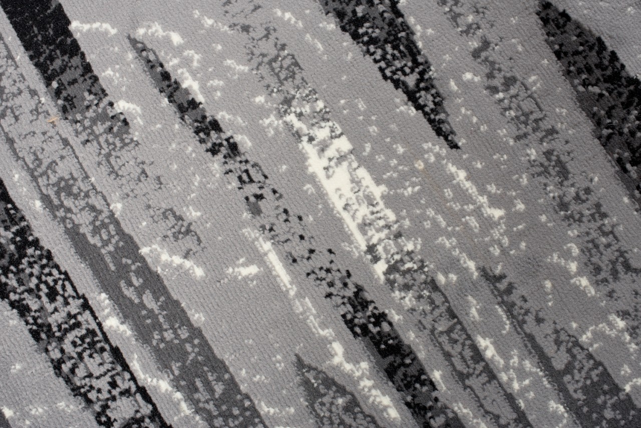 Tapis De Passage Dream Moderne Gris Noir Lignes