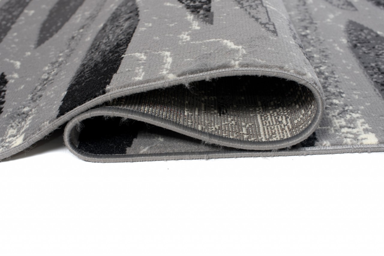 Tapis De Passage Dream Moderne Gris Noir Lignes