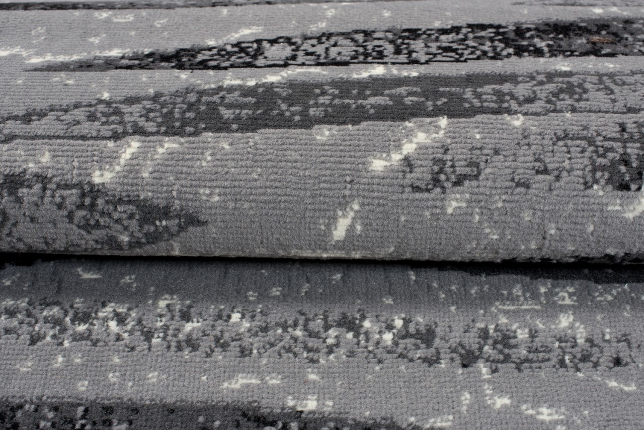 Tapis De Passage Dream Moderne Gris Noir Lignes