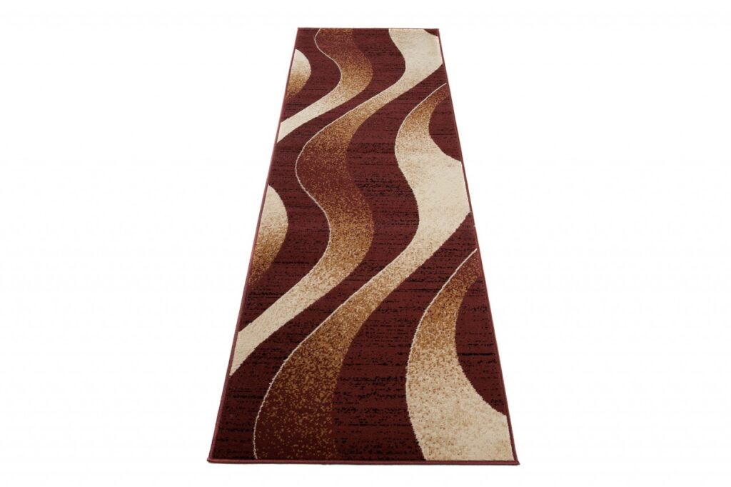 Tapis De Passage Dream Moderne Marron Foncé Crème Vagues