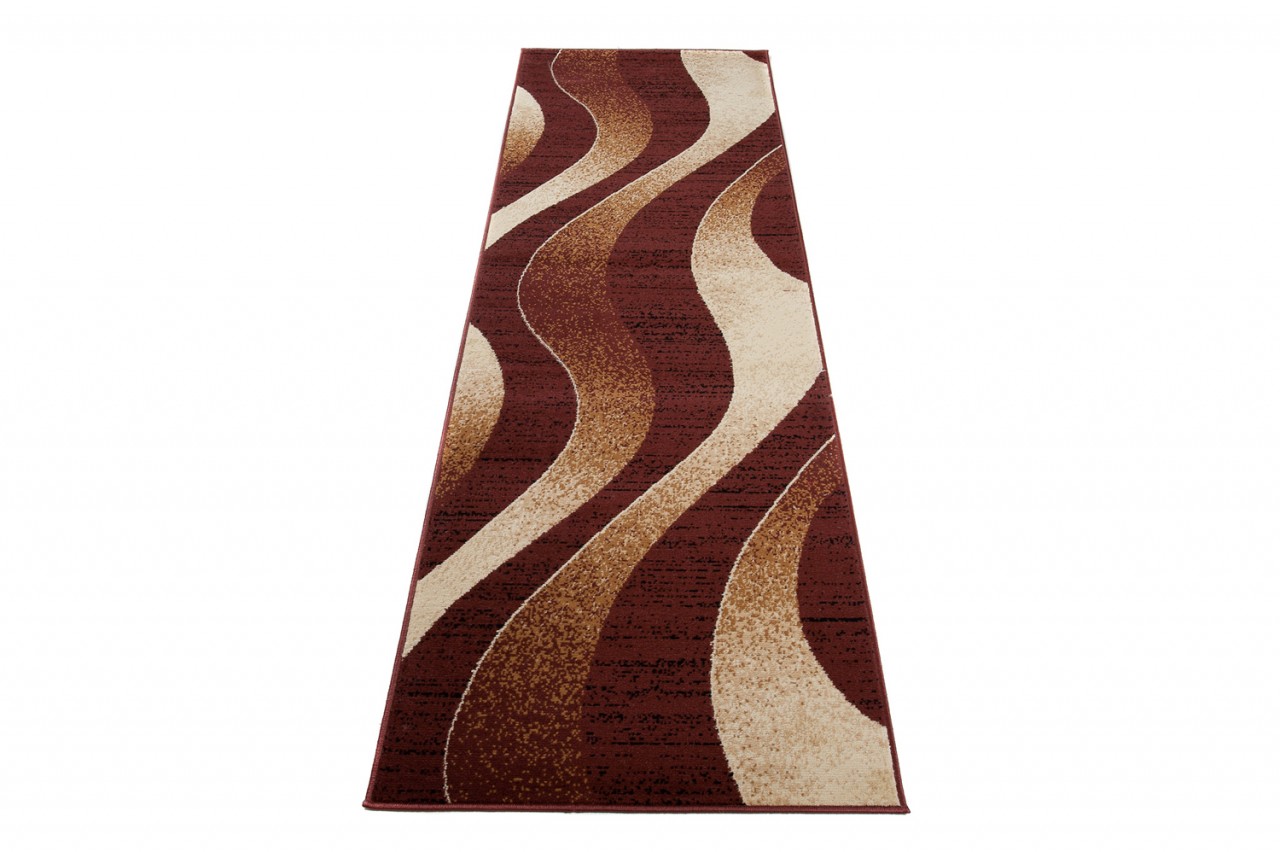 Tapis De Passage Dream Moderne Marron Foncé Crème Vagues